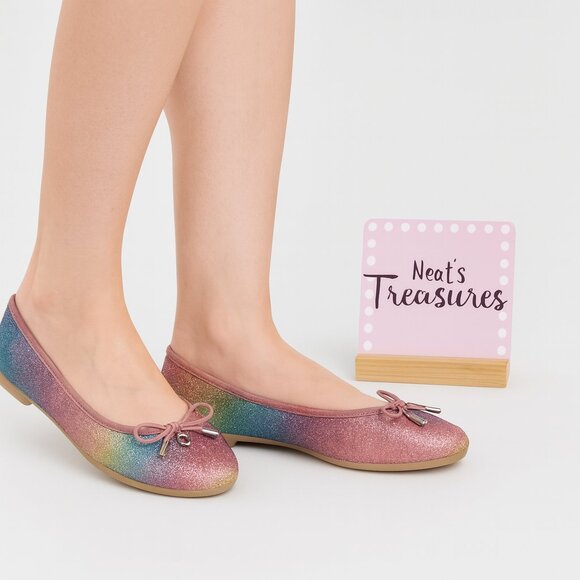 Sam Edelman  FELICITY BALLERINA RAINBOW GLITTER Slip On Ballet Flats Shoes Sz 5 - Picture 1 of 13